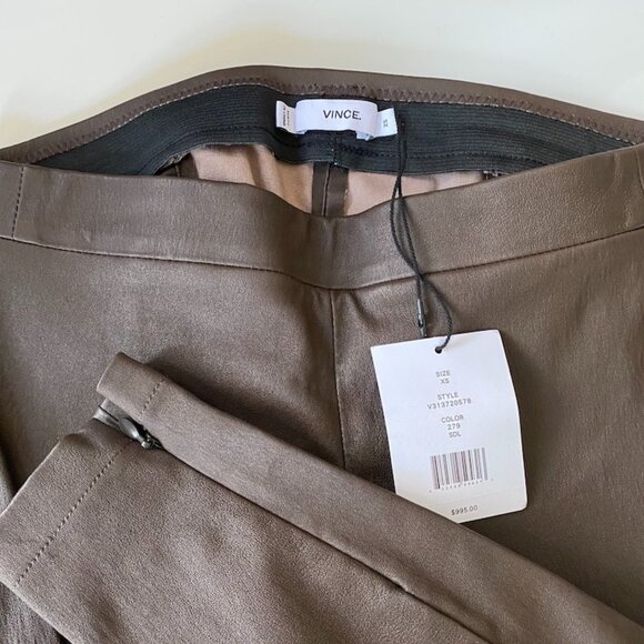 NWT Vince Leather Leggings Ankle Zip XS Size - Picture 1 of 12